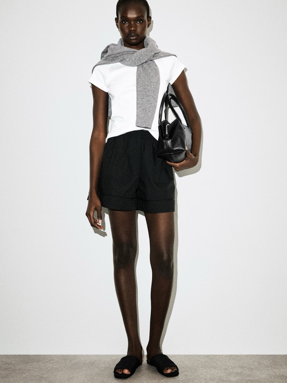 NWT (size 2) COS ELASTICATED GROSGRAIN-DETAIL COTTON shorts